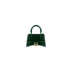 WOMEN'S HOURGLASS XS HANDBAG CROCODILE EMBOSSED IN FOREST GREEN