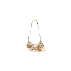 WOMEN'S LE CAGOLE XS SHOULDER BAG METALLIZED WITH RHINESTONES IN GOLD