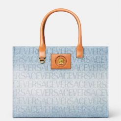 VERSACE ALLOVER LARGE DENIM TOTE BAG
