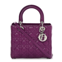 CHRISTIAN DIOR Lambskin Cannage Medium Lady Dior Purple