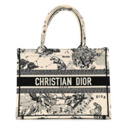 CHRISTIAN DIOR Canvas Embroidered Medium Zodiac Toile De Jouy Book Tote Latte
