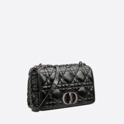 LARGE DIOR CARO BAG Black Quilted Macrocannage Calfskin