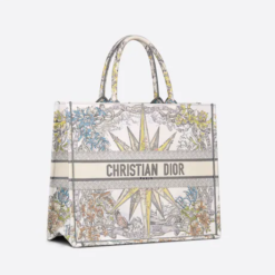 LARGE DIOR BOOK TOTE White Multicolor Rêve d'Infini Embroidery (42 x 35 x 18.5 cm)