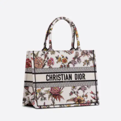 MEDIUM DIOR BOOK TOTE White Multicolor Dior Jardin Botanique Embroidery (36 x 27.5 x 16.5 cm)