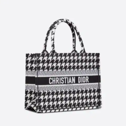 MEDIUM DIOR BOOK TOTE Black Macro Houndstooth Embroidery (36 x 27.5 x 16.5 cm)