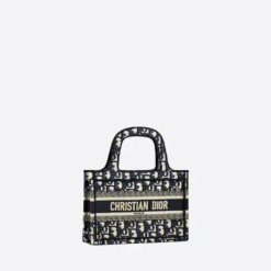 MINI DIOR BOOK TOTE Blue Dior Oblique Embroidery (22.5 x 15 x 6 cm)