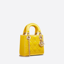 MINI LADY DIOR BAG Yellow Patent Cannage Calfskin