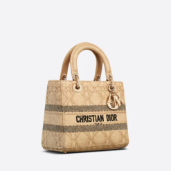 MEDIUM LADY D-LITE BAG Natural Cannage Raffia