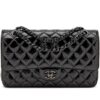Chanel Medium Classic Double Flap Bag SO Black Crumpled Calfskin Black Hardware