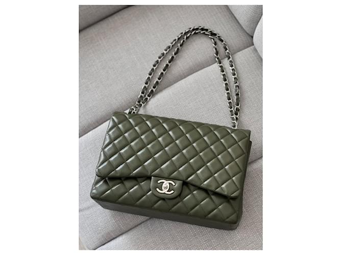 Chanel Medium Classic Double Flap Bag Olive Calfskin Light Gold Hardware photo review